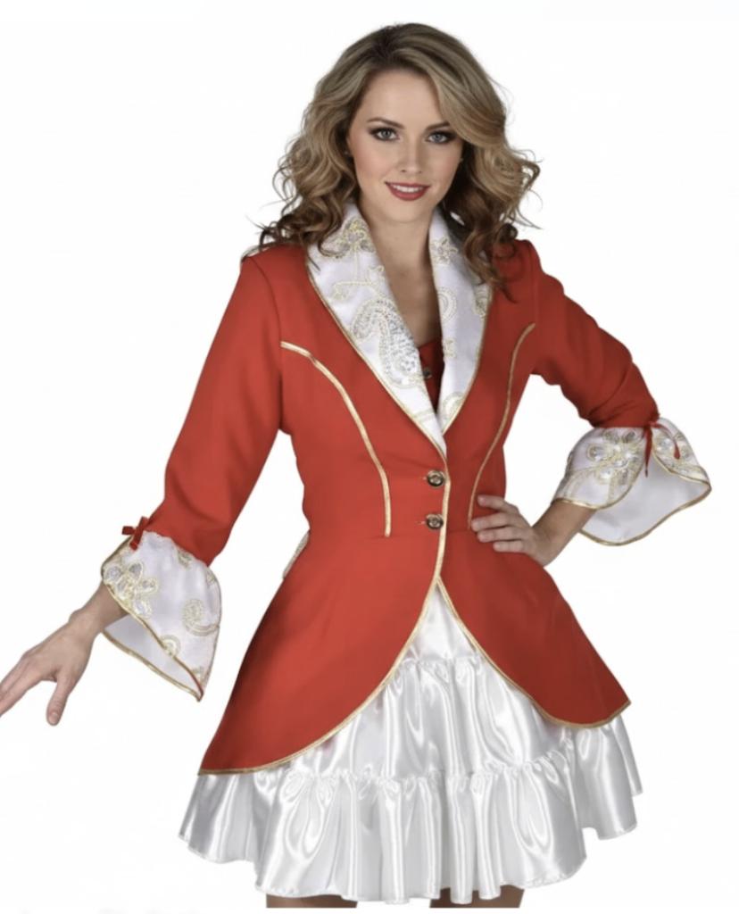 Slipjas Rood Met Paillet Kant, maat M = 40*, Maat 38/40 (M), Carnaval, Nieuw, Ophalen of Verzenden