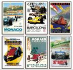 Set van 6 Formule 1 Grand Prix F1 Affiche Poster, Ophalen of Verzenden, Nieuw, Auto's