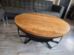 Ovale Salontafel Hout/Metaal Industrieel, Huis en Inrichting, Tafels | Salontafels, Ophalen, Gebruikt, 50 tot 100 cm, Rond