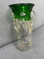 Studio Green Fade To Clear Art Glass Vaas uit de jaren 60, Antiek en Kunst, Antiek | Glas en Kristal, Ophalen of Verzenden