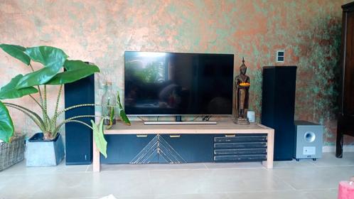 Design TV meubel zwart/goud/hout, Huis en Inrichting, Kasten | Televisiemeubels, Zo goed als nieuw, Minder dan 100 cm, 25 tot 50 cm