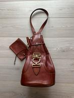 Texier leren schoudertas met houden details, Sieraden, Tassen en Uiterlijk, Ophalen of Verzenden, Zo goed als nieuw, Bruin, Schoudertasje