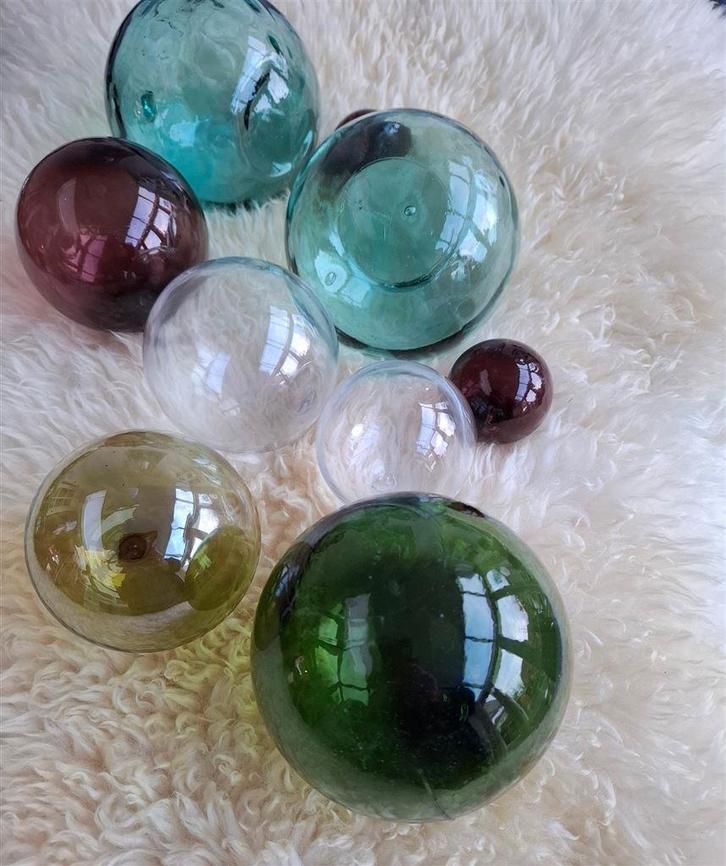Set zware glazen drijfballen visnetballen, drijvers, nr 4, Antiek en Kunst, Curiosa en Brocante, Ophalen of Verzenden