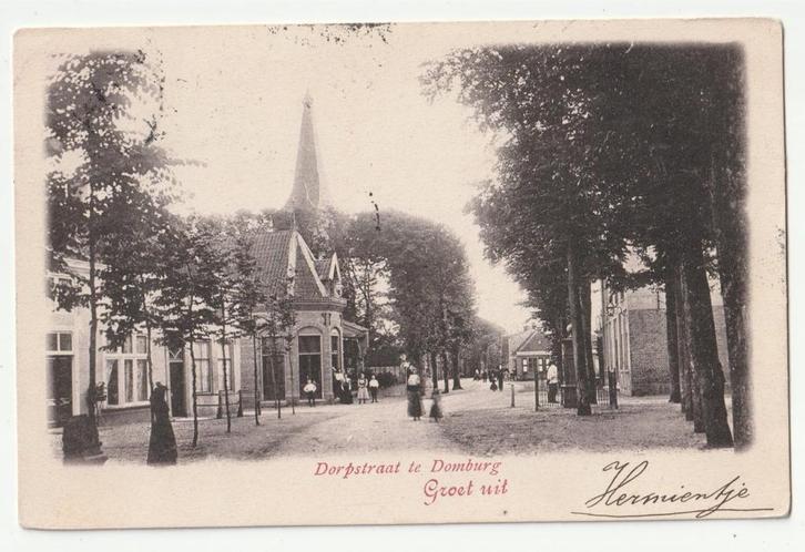 Domburg Dorpstraat 1902 oude ansichtkaart, Verzamelen, Ansichtkaarten | Nederland, Gelopen, Zeeland, Voor 1920, Verzenden