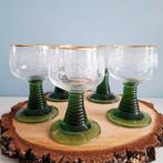 Luminarc, 5 kristallen roemers op groene voet, Antiek en Kunst, Antiek | Glas en Kristal, Ophalen of Verzenden