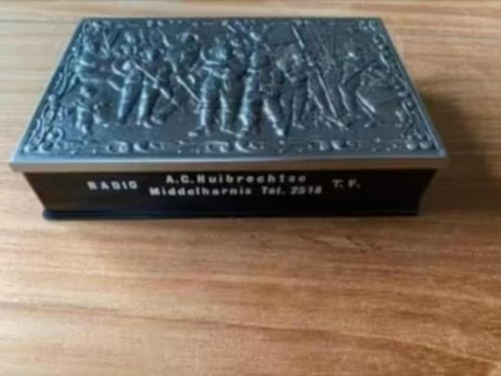 Doosje/ blikje :A.C. Huibrechtse RADIO-T.V. Middelharnis, Verzamelen, Merken en Reclamevoorwerpen, Gebruikt, Gebruiksvoorwerp