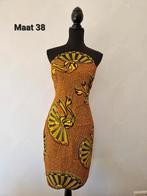 Afrikaanse jurk strapless bruin camel okergeel maat 38 M, Kleding | Dames, Ophalen of Verzenden, Zo goed als nieuw, Maat 38/40 (M)