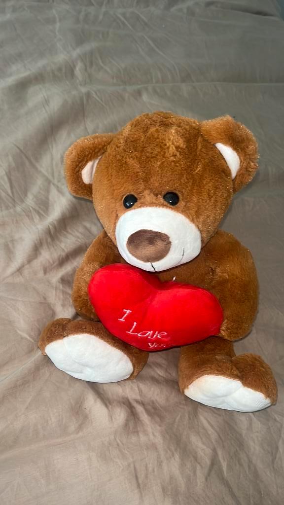 Lichtgevende bloem + teddybeer leuk cadeau!, Verzamelen, Beren en Cherished Teddies, Zo goed als nieuw, Stoffen beer, Overige merken