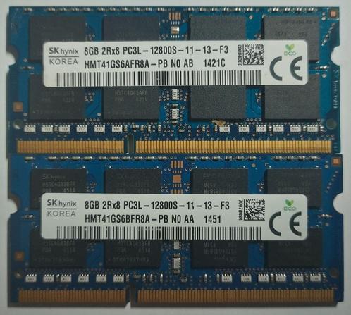 16GB DDR3 2x8BGB PC3L-12800 1600MHz Hynix Sodimm 1451 2314, Computers en Software, RAM geheugen, Gebruikt, Laptop, 16 GB, DDR3