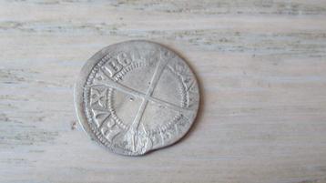 Zilveren munt met kruis plm 1554 uit een muntschat in 1990 beschikbaar voor biedingen