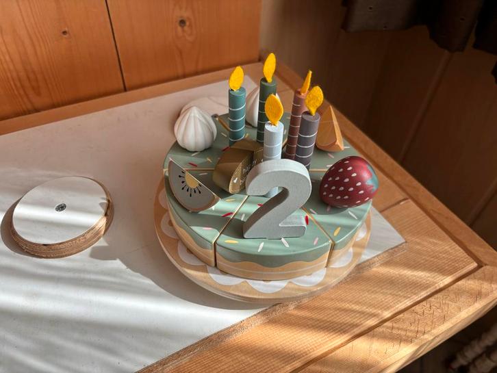 Houten Verjaardagstaart 1-5 Jaar, Kinderen en Baby's, Speelgoed | Babyspeelgoed, Nieuw, Overige typen, Ophalen