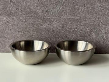 2 x S&P ronde schaaltjes RVS Salt en Pepper beschikbaar voor biedingen