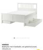 Ikea bed Hemnes 140x200, Ophalen, Wit, Tweepersoons, 140 cm