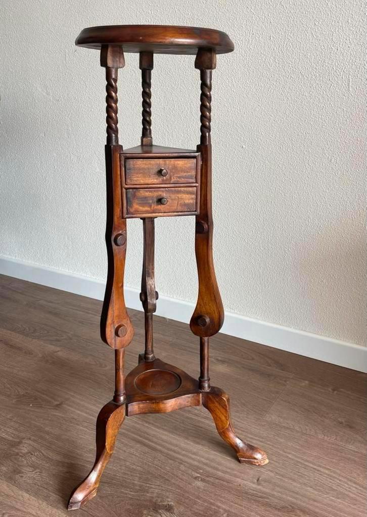 Engels Houten Hoog Piedestal Plantentafeltje vintage Antiek, Huis en Inrichting, Woonaccessoires | Zuilen en Pilaren, Zo goed als nieuw