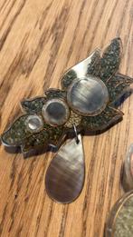 Vintage set oorbellen clips en broche, Ophalen of Verzenden, Zo goed als nieuw