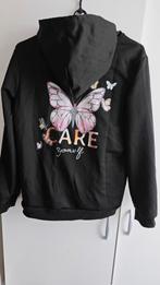 Zwarte hoodie met vlinderprint - Maat 152/158 winter trui, Ophalen of Verzenden, Nieuw, Jongen of Meisje, Trui of Vest