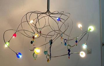 2x hanglamp, vintage hanglamp 2x . 10 gekleurde bolletjes beschikbaar voor biedingen
