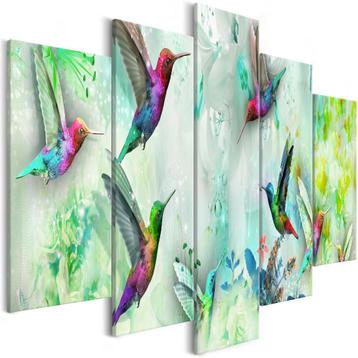 944 Vogels Colors XXL 5 Luik Canvas Schilderij 200x100 Nieuw