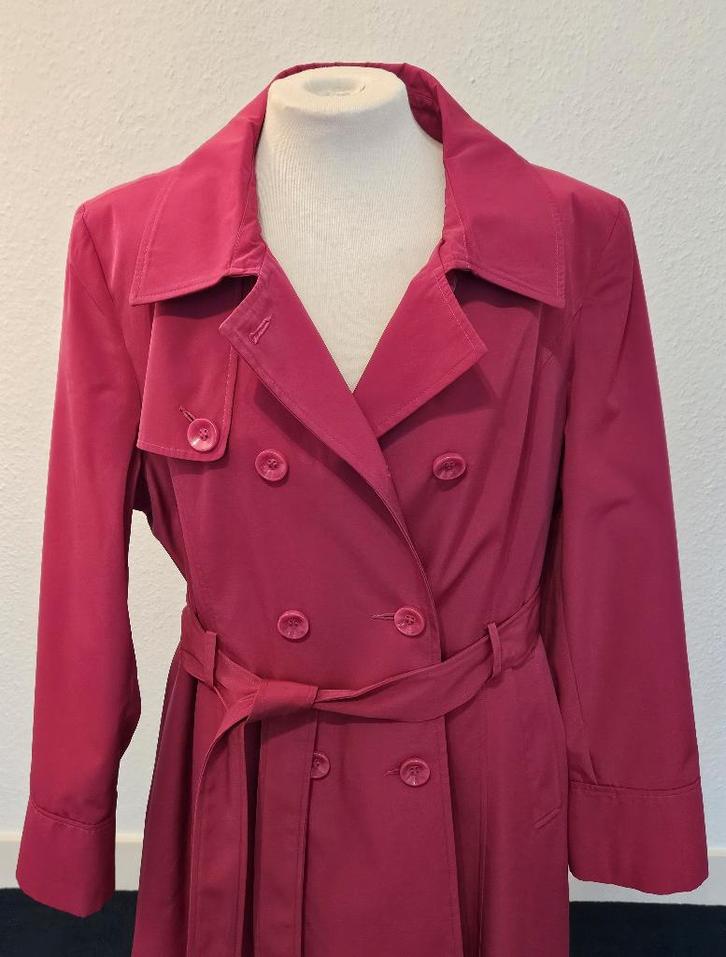 Trenchcoat, mantel, jas – maat 46 – fuchsia roze, Kleding | Dames, Jassen | Zomer, Zo goed als nieuw, Maat 46/48 (XL) of groter