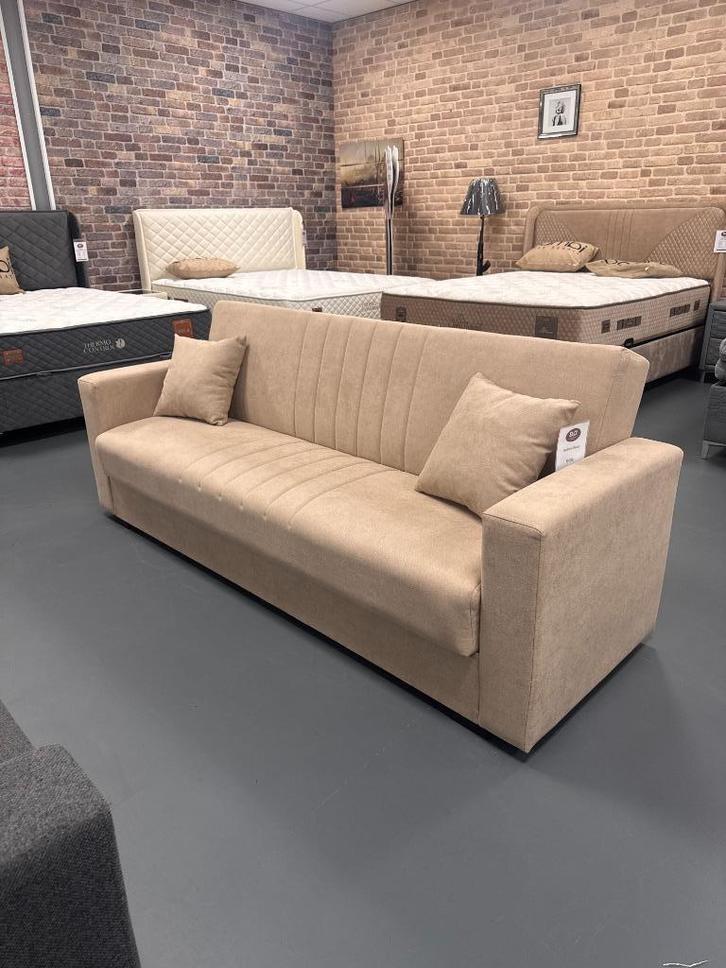 Slaapbank showmodel NIEUW OP=OP!!, Huis en Inrichting, Banken | Bankstellen, Nieuw, Rechte bank, Driepersoons, 150 tot 200 cm