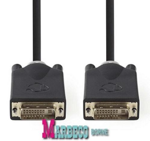 DVI-Kabel, DVI-D 24+1-pins male - male, 2 meter, Vernikkeld, Computers en Software, Pc- en Netwerkkabels, Nieuw, Ophalen of Verzenden