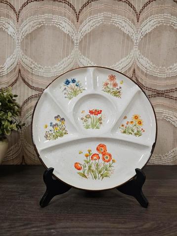 Vintage Wildflower fondueborden jaren 70 retro servies  beschikbaar voor biedingen
