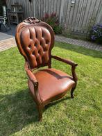 Leren Barokke Chesterfield Fauteuil, Huis en Inrichting, Fauteuils, Ophalen, Gebruikt, Barokke Chesterfield, Hout
