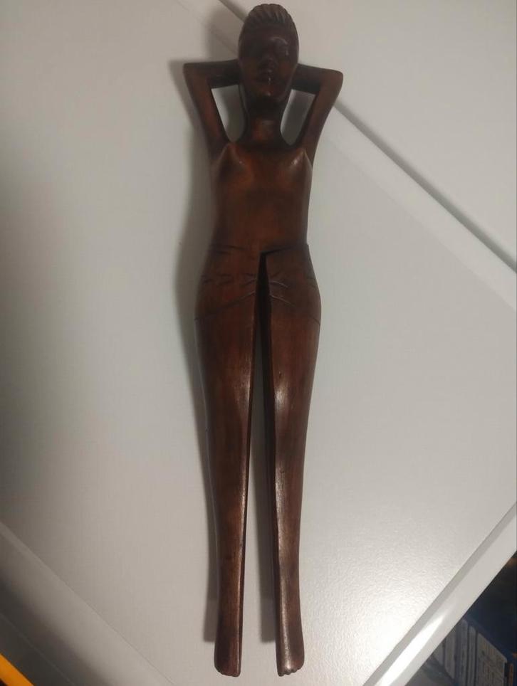 Vintage jaren 50 Tiki houten notenkraker, Antiek en Kunst, Curiosa en Brocante, Ophalen of Verzenden
