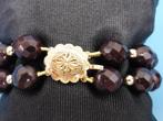 Carneolen armband met gouden slot en gouden bolletjes    D13, Ophalen of Verzenden, Overige materialen, Armband