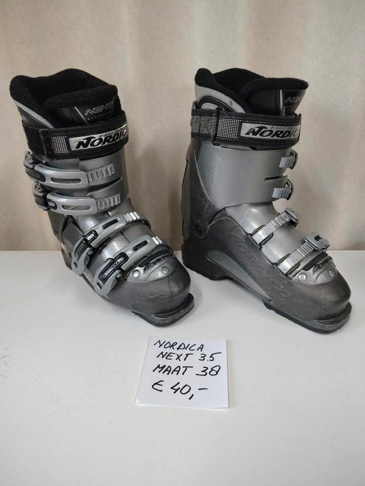Nordics skischoenen maat 38 antraciet en grijs metallic, Sport en Fitness, Skiën en Langlaufen, Gebruikt, Schoenen, Skiën, Nordica
