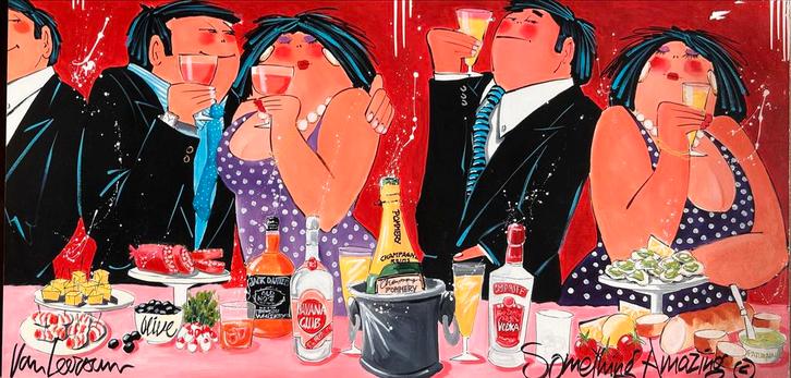 Print op Hout - Dikke Dames van Leersum, Huis en Inrichting, Woonaccessoires | Wanddecoraties, Gebruikt, Ophalen