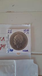2 1/2 GULDEN WILHELMINA 1932 GROF HAAR KAVEL NR A, Verzenden, Zilver, Koningin Wilhelmina, Losse munt