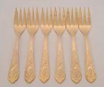 6x taartvorkjes - 23/24 karaat goud verguld - model Wien, Ophalen of Verzenden, Gebruikt, Overige materialen, Los bestek