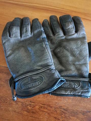 Longhorn zwarte leren motor handschoenen (mt 10) beschikbaar voor biedingen