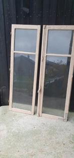 Set oude franse eiken ramen met espagnolet sluiting, Ophalen, Gevelraam of Ruit, Gebruikt, 80 tot 120 cm