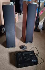 Klipsch F3 set (cherry) met Onkyo TX-8050 receiver (zwart), Gebruikt, 120 watt of meer, Front, Rear of Stereo speakers, Ophalen
