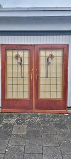 Oude set ensuite schuifdeuren Art deco glas in lood, Hobby en Vrije tijd, Overige Hobby en Vrije tijd, Ophalen, Gebruikt