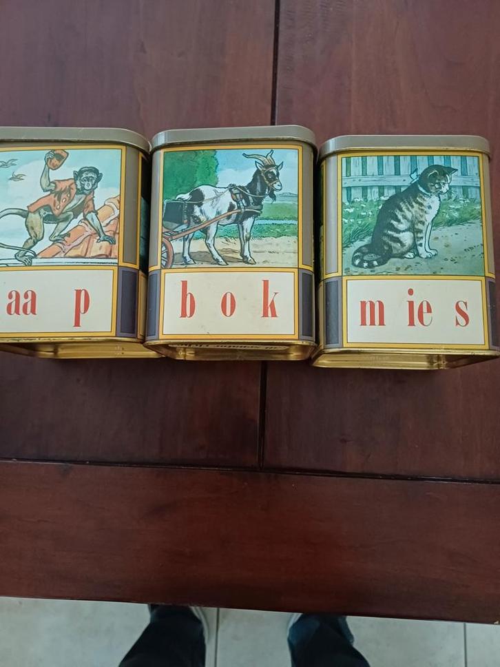 4 Vintage AAP Noot Tabaks Blikken - Senator Riche, Verzamelen, Blikken, Gebruikt, Overige, Overige merken, Ophalen of Verzenden