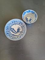 Antiek Chinees kopje en schotel blauw wit, Ophalen of Verzenden