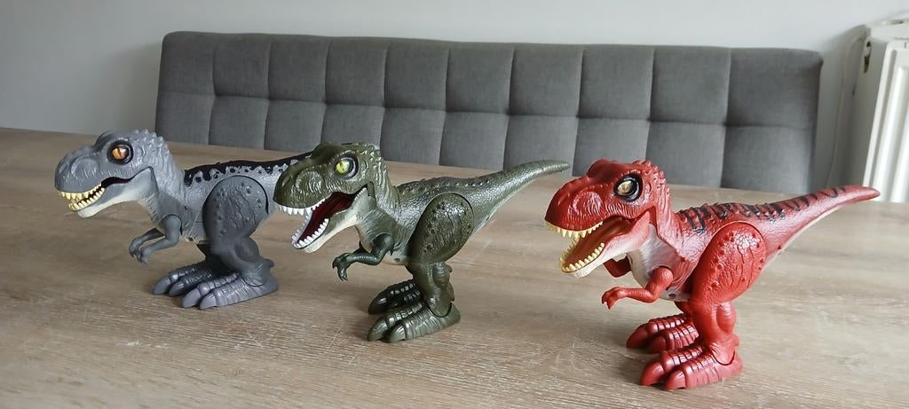3 zuru robo alive t-rex grijs groen rood dino geluid lopen, Ophalen of Verzenden, Zo goed als nieuw