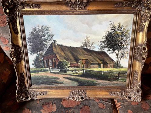 Schilderij van joseph brocken uit 1979 hoeve in staphorst, Antiek en Kunst, Kunst | Schilderijen | Klassiek, Ophalen of Verzenden