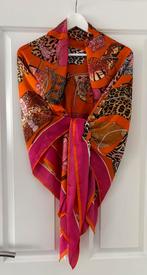 Luxe sjaal / omslagdoek 130x130 roze / oranje, Maat 38/40 (M), Luxe, Ophalen of Verzenden, Zo goed als nieuw