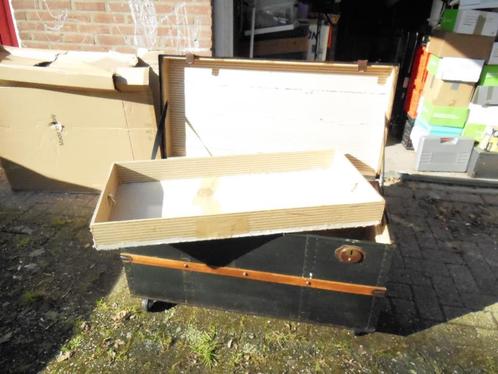 REIS /DEKENKIST OUD Metaal Hout, Antiek en Kunst, Curiosa en Brocante, Ophalen of Verzenden