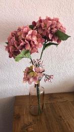 💜Roze glazen vaas & Hortensia➡️5 euro, Ophalen, Gebruikt