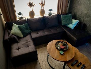 Nieuwe U (slaap) bank antraciet Velvet 