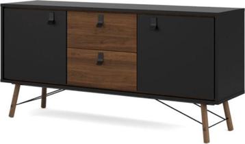 Dressoir, lage zwarte kast 150cm breed, lades plus planken beschikbaar voor biedingen