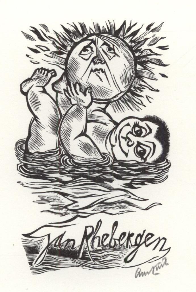 0682 Ex Libris Nederland : Lou Strik, 1981, Antiek en Kunst, Kunst | Etsen en Gravures, Verzenden