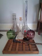 Lot curio glaswerk vaas maggiefles appel munten telbak fles, Ophalen of Verzenden