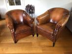 Set fauteuils schaapsleer, Huis en Inrichting, Ophalen, Gebruikt, 50 tot 75 cm, Hout