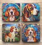 Beagle Glas in Lood onderzetters met houder, Ophalen of Verzenden, Nieuw, Glas of Kopje